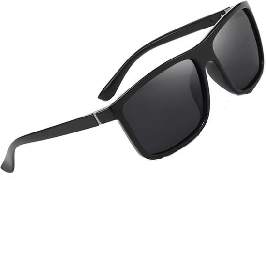 Gepolariseerde zonnebril UV400 uniseks klassieke retro zonnebril voor sportzonnebril vissen golf fietsen klimmen Zwart. van Merkloos