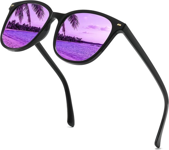Gepolariseerde zonnebril voor dames, vierkante lens, oversized gespiegelde zonnebril met UVA-UVB-bescherming