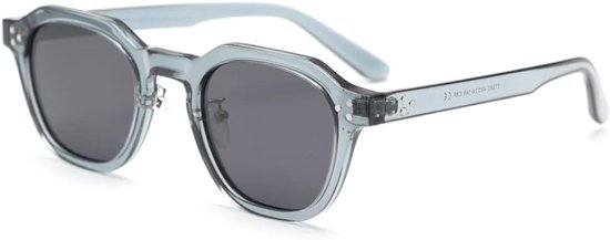 gepolariseerde zonnebril voor vrouwen mannen vierkante polygon retro vintage zonnebril dik montuur luxe merkdesign brillen, blauw met grijs., Medium