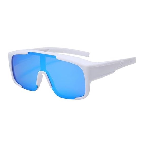 Gepolariseerde zonnebrillen Geschikt voor dames en heren, Geschikt voor buitensporten zoals fietsen, reizen en autorijden, met UV400-bescherming (wit en blauw).