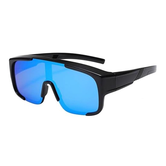 Gepolariseerde zonnebrillen Geschikt voor dames en heren, Geschikt voor buitensporten zoals fietsen, reizen en autorijden, met UV400-bescherming (zwart en blauw).