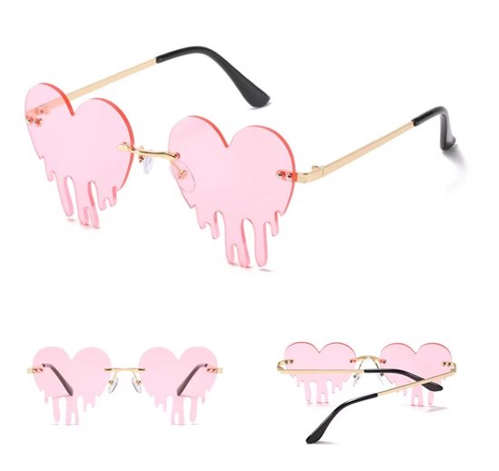 Go Go Gadget - Hart bril - Festival Bril - Rave bril - Smeltend hart - Roze van Merkloos