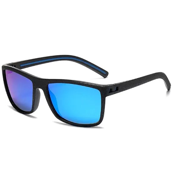 Golfbrillen – Unisex golfbrillen en zonnebrillen in kleurcodering, met UV-bescherming (zwart montuur, blauwe folie)