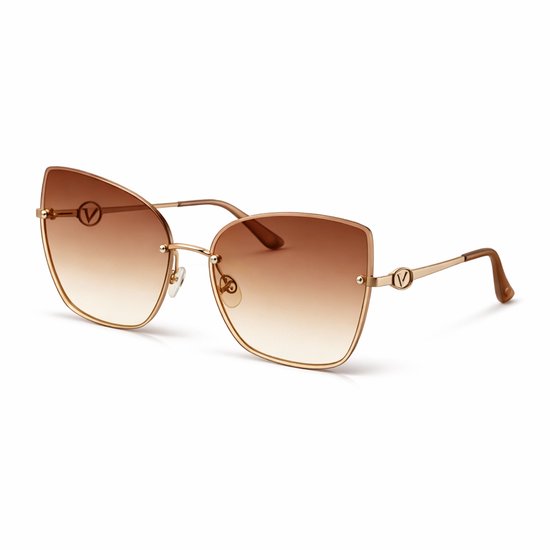 Goudkleurige dames zonnebril met gouden accenten