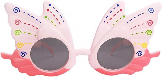 Grappige Feestbril Bloemenvorm Roze Vlinder Zonnebril Carnaval Feestartikelen van Folat