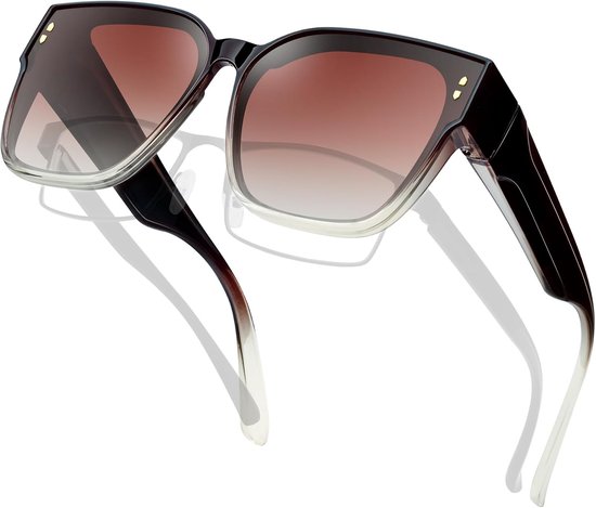 Groot Overzet Zonnebril Dames en Heren UV400 | TR90,Gepolariseerd,Dik,Oversized,Autorijden,Reizen,Strand,Trendy,Elegant,Modieus,Dagelijks,Comfortabel,Fit over Sunglasses