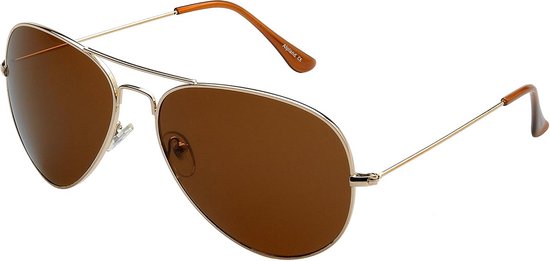 Grote Aviator Zonnebril met Bruin Gespiegelde Glazen - Unisex Pilotenstijl van Merkloos