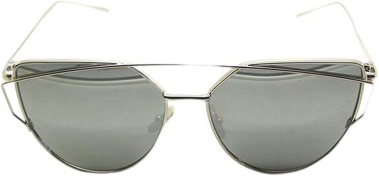 Grote Oversized Cat Eye-zonnebril, platte spiegellens, metalen frame, damesmode