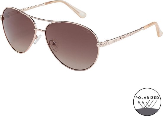 GUESS Shiny Rose Gold-coloured Gepolariseerde Zonnebril  - Rosékleurig van Guess