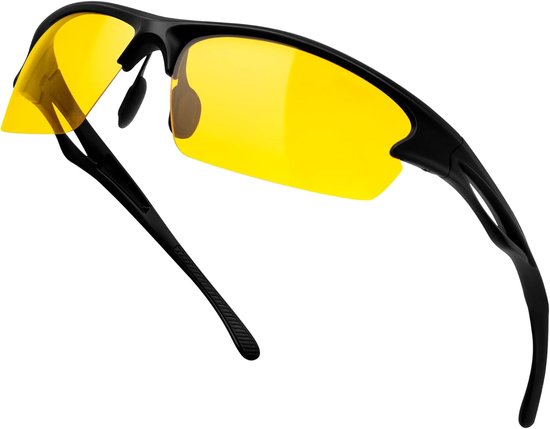 Half Frame Sport Zonnebril Heren en Dames UV400 | PC en TR90,Gepolariseerd Behalve Geel,Rechthoekig,Omwikkelbaar,Fietsen,Racen,Wandelen,Vissen,Trekken,Hardlopen