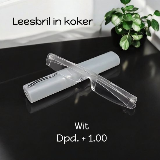 H.A.M.A. collection - Fashion Leesbril in meeneem +1.00 in koker - Kunststof Randloos Lichtgewicht - Wit - volwassenen jeugd - unisex - casual van H.A.M.A. collection