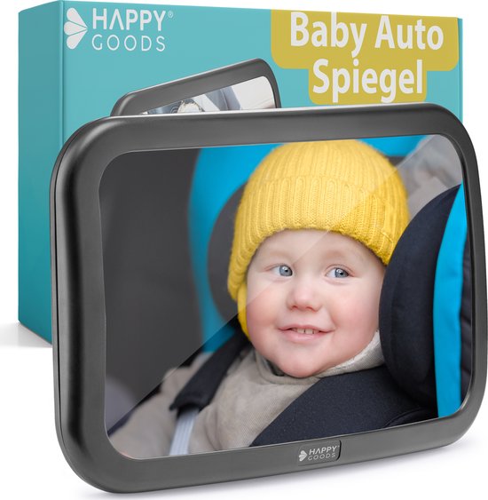 Happy Goods Autospiegel Baby XL - Achteruitkijkspiegel - 35x19 cm - 360° Verstelbaar - Baby Spiegel Auto - Veiligheidsspiegel - Achterbank Spiegel Baby van Happy Goods