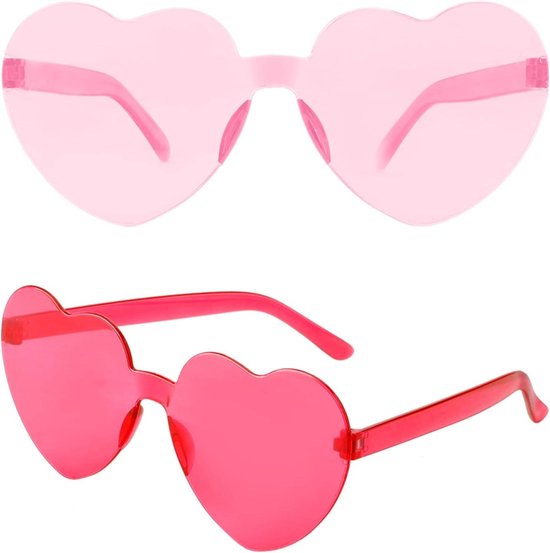 Hart Zonnebril - Liefde Zonnebril - Mode Accessoire - Randloos Design - 14 cm Breed - Rood