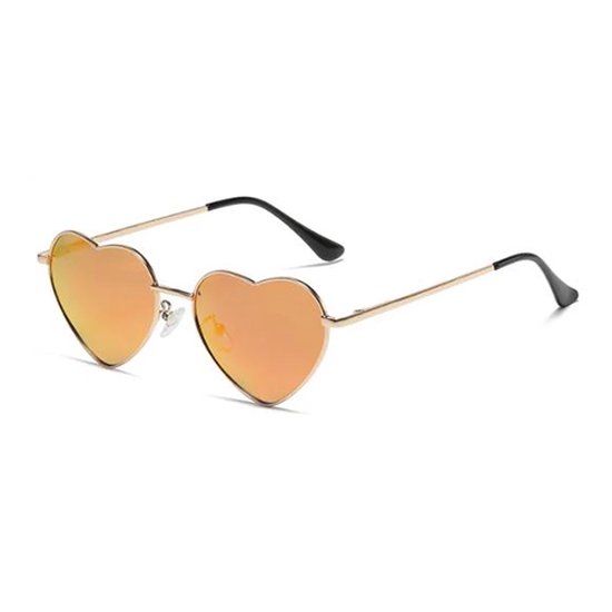 Hartjes zonnebril - Festival bril - Rave bril - Glasses - Koningsdag - EK voetbal - Oranje spiegelglas van Hart