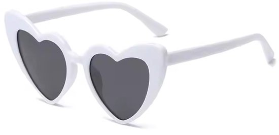 Hartjes Zonnebril - Hartjes Bril - Hartjes zonnebrillen - Vrijgezellenfeest - bachelor party - bachelorette - hart hartvorm hartenbril hartjes - Zonnebril in hart vorm - Hart - Bril - Festival Bril - Bruiloft - Unisex - Wit
