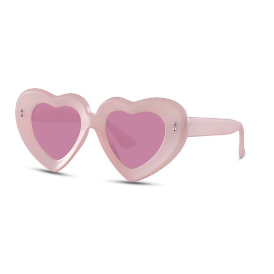 Hartjes zonnebril - Zonnebrillen - Festival bril - Rave bril - Glasses - Roze - Roze glazen van Merkloos