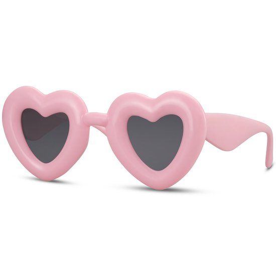 Hartjes zonnebril - Zonnebrillen - Festival bril - Rave bril - Glasses - Roze - Zwarte glazen van The Jewellery Store