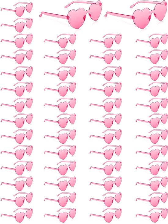 Hartjes Zonnebrillen - Feestbrillen Dames - Bruiloft Feest - Uniek Vormgegeven - 12 stuks - Roze van Merkloos