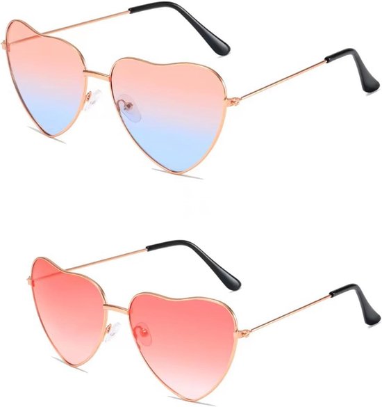 Hartvorm Zonnebril - Feestbril Hippiebril - Feest Accessoires - Unieke Vintage Stijl - 13.4 x 12.7 cm - Rosé Goud van Merkloos