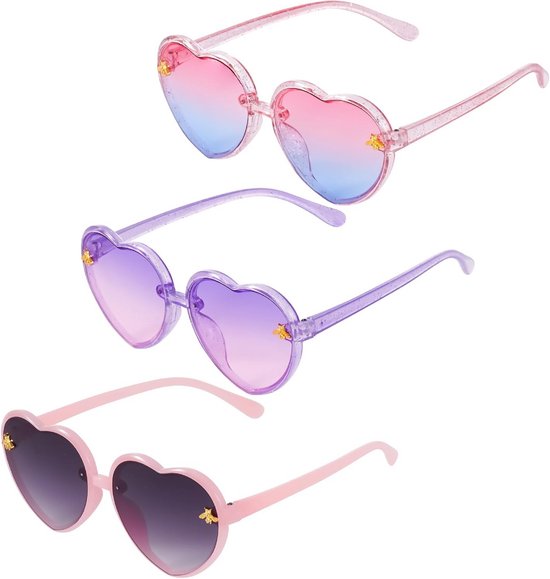 Hartvormige Zonnebril - Kinderzonnebril Feest - Buiten Spelen - Drie Stuks Set van Merkloos