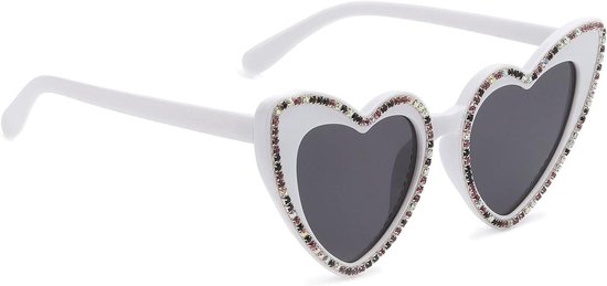 Hartvormige Zonnebril - Liefdesbril Diamant - Feest Accessoire - Trendy Strass Decoratie - UV400 Bescherming - Multicolor