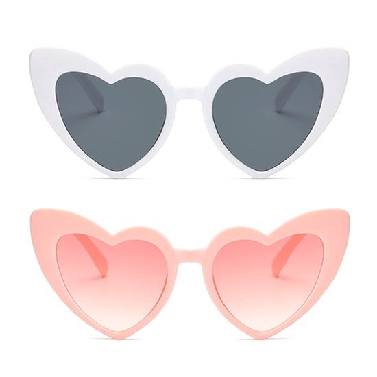 Hartvormige zonnebril - Retro zonnebril - UV400 bescherming - 2 stuks - Zonnebril voor dames - Perfect voor buitenactiviteiten