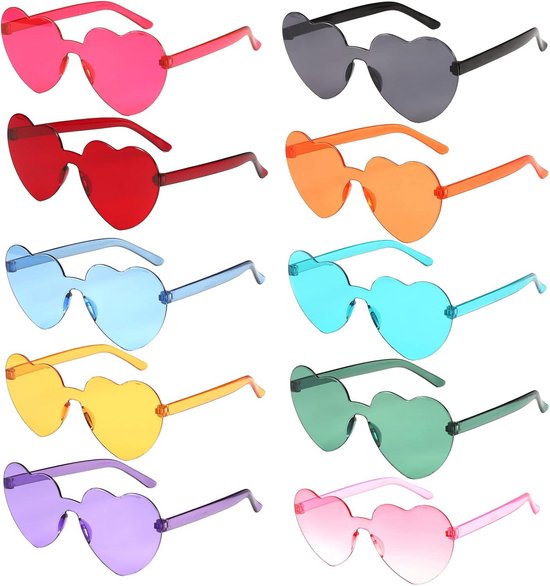 Hartvormige Zonnebril voor Feestjes en Carnaval - Kleurrijke Feestaccessoire voor Kinderen en Volwassenen van Merkloos