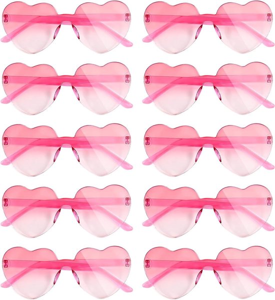 Hartvormige Zonnebrillen - Dames Brillen - Feestelijke Accessoires - Randloos Ontwerp - 10 Paar - Transparant