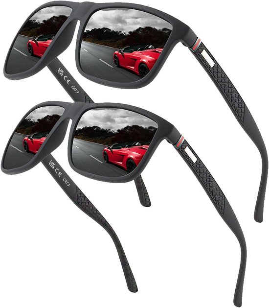 HAUSS SPOLE Piloten Zonnebril Gepolariseerd Heren Dames - UV400 Bescherming Tegen Reflectie - Voor Autorijden Reizen Vakantie - Lichtgewicht Comfort Pasvorm - PC Materiaal - 2 Stuks - Zwart van HAUSS SPOLE
