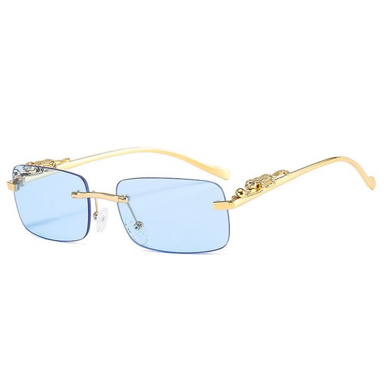 Heren Zonnebril - Dames Zonnebril - Goud - Blauw - Luipaard Bril - Luxe van Merkloos