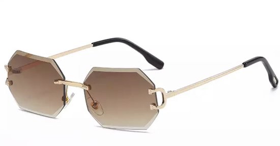 Heren zonnebril - Diamond Gold Brown - Dames zonnebril - Sunglasses - Luxe design - U400 protection - HD van Aviator Curve