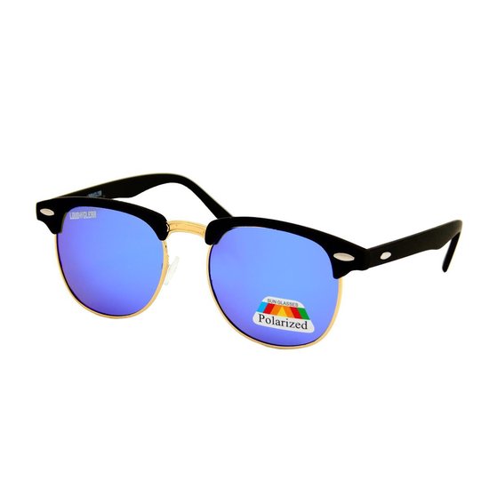 Heren Zonnebril - Mat Zwart - Blauw Paars Spiegel - Ovaal - Gepolariseerd van Rockbros