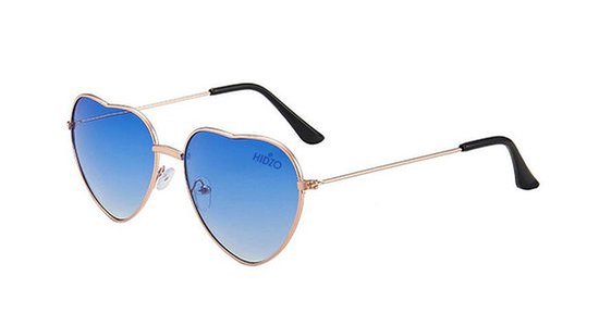 Hidzo Hartjes Zonnebril Goudkleurig - UV 400 - Blauwe Glazen - Inclusief Brillenkoker van HI