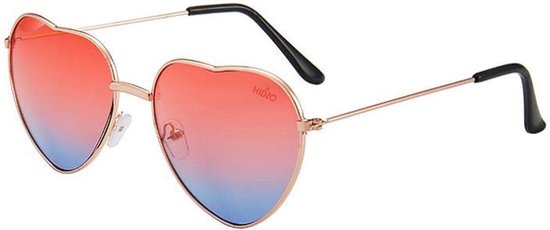 Hidzo Hartjes Zonnebril Goudkleurig - UV 400 - Rood/Blauwe Glazen van HI