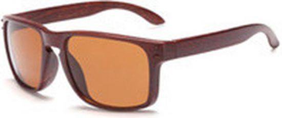 Hidzo Houten Zonnebril Wayfarer Bruin - UV 400 - In brillenkoker van HI
