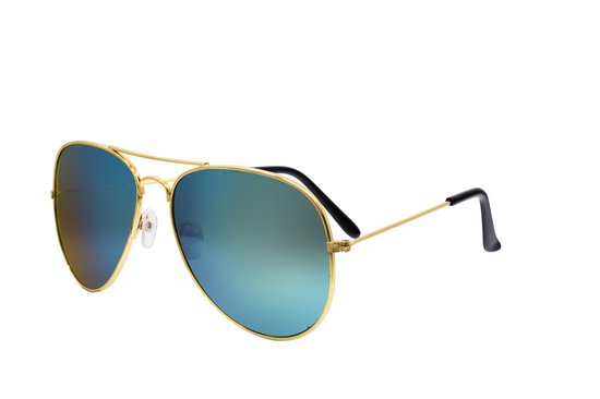 Hidzo Piloten Zonnebril Goudkleurig - UV 400 - Groene Glazen van Merkloos