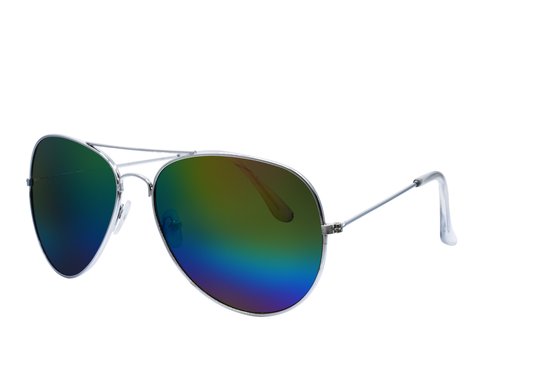 Hidzo Piloten Zonnebril Zilver - UV400 - Regenboog Glazen van Hidzo