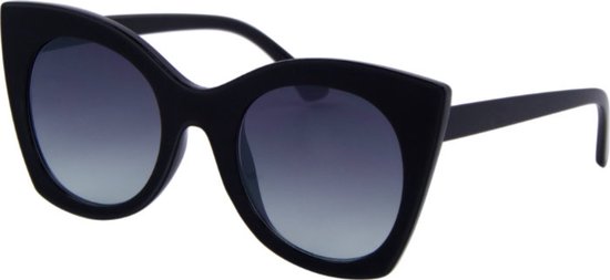 Hidzo Volwassen Cat-eye Zonnebril Zwart - UV 400 - Zwarte Glazen - inclusief Brillenkoker van HI