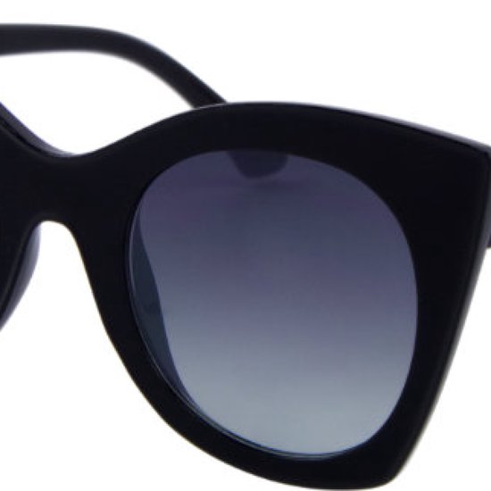 Hidzo Volwassen Cat-eye Zonnebril Zwart - UV 400 - Zwarte Glazen van HI