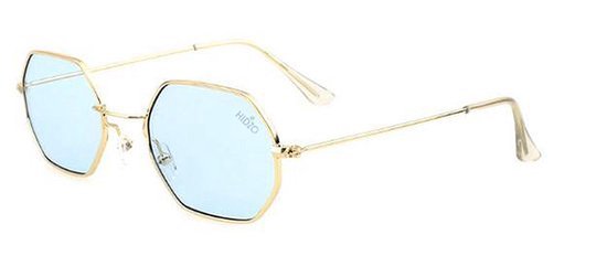 Hidzo Zonnebril Achthoek Goudkleurig - UV 400 - Blauwe Glazen van HI