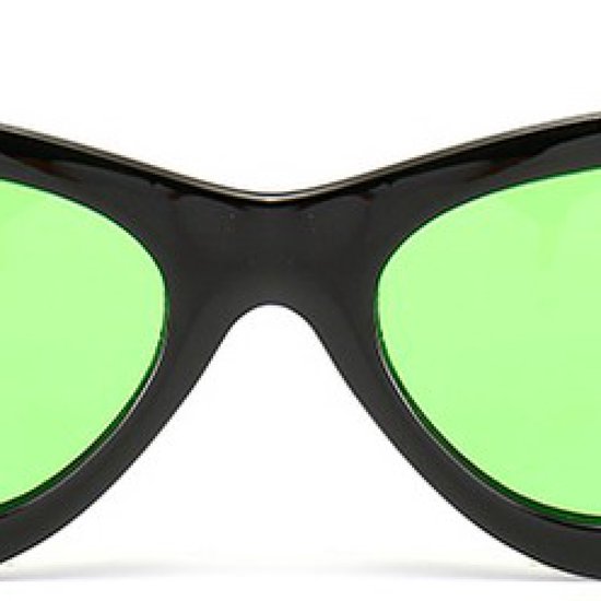 Hidzo Zonnebril Cat Eye Zwart - UV 400 - Groene Glzen van HI