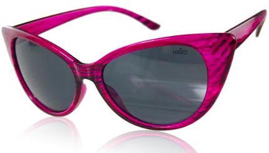 Hidzo Zonnebril Cat Eye Zwart - UV 400 - Roze Glazen van HI