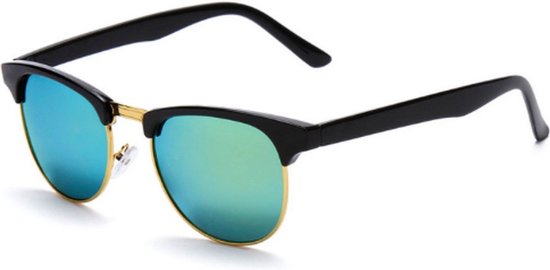 Hidzo Zonnebril Half Frame Zwart - UV 400 - Groene Glazen van Merkloos