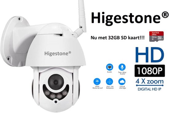 Higestone 1080P Met 32GB SD Kaart Nachtzicht Live Video Speed Dome Draadloze Wifi Beveiliging PTZ IP Camera IP66 Waterdichte Pan Tilt 4X Zoom IR Netwerk CCTV Surveillance van HI