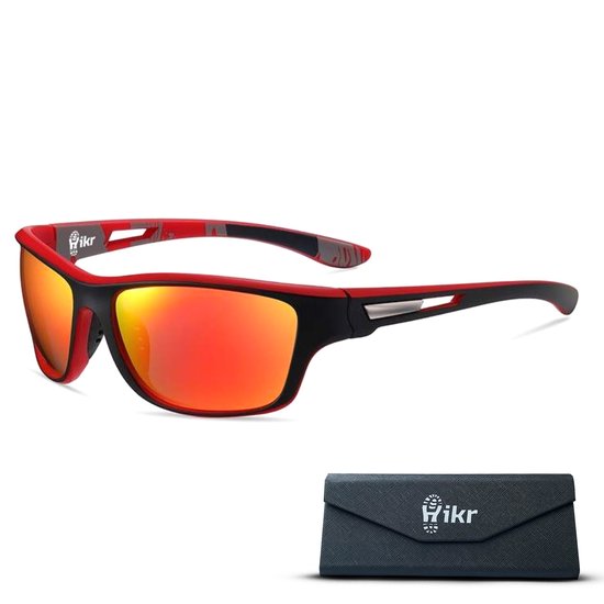 Hikr Zonnebril – Gepolariseerde Sportbril met UV400 Bescherming – Heren & Dames – Fietsen, Wandelen & Outdoor – Rood van Merkloos
