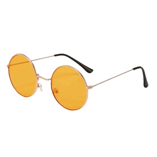 Hippie zonnebril rond - Festival bril - Rave bril - Glasses - Koningsdag - EK voetbal - Oranje spiegelglas van HI