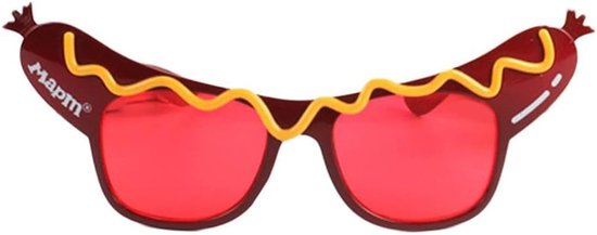 Hotdog Zonnebril - Feestbril Verkleedbril - Carnaval Cosplay - Uniek Vormgegeven - 18x7cm - Rood van Merkloos