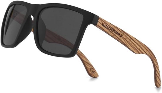 Houten Gepolariseerde Zonnebril - UV400 Bescherming Vierkante Zonnebril voor Heren en Dames van Merkloos
