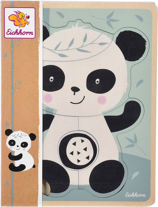 Houten Kinderpuzzel Eichhorn Panda 6 Onderdelen van Houten