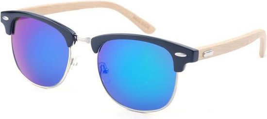 Houten Master Zonnebril Groen Blauw Spiegel van Houten